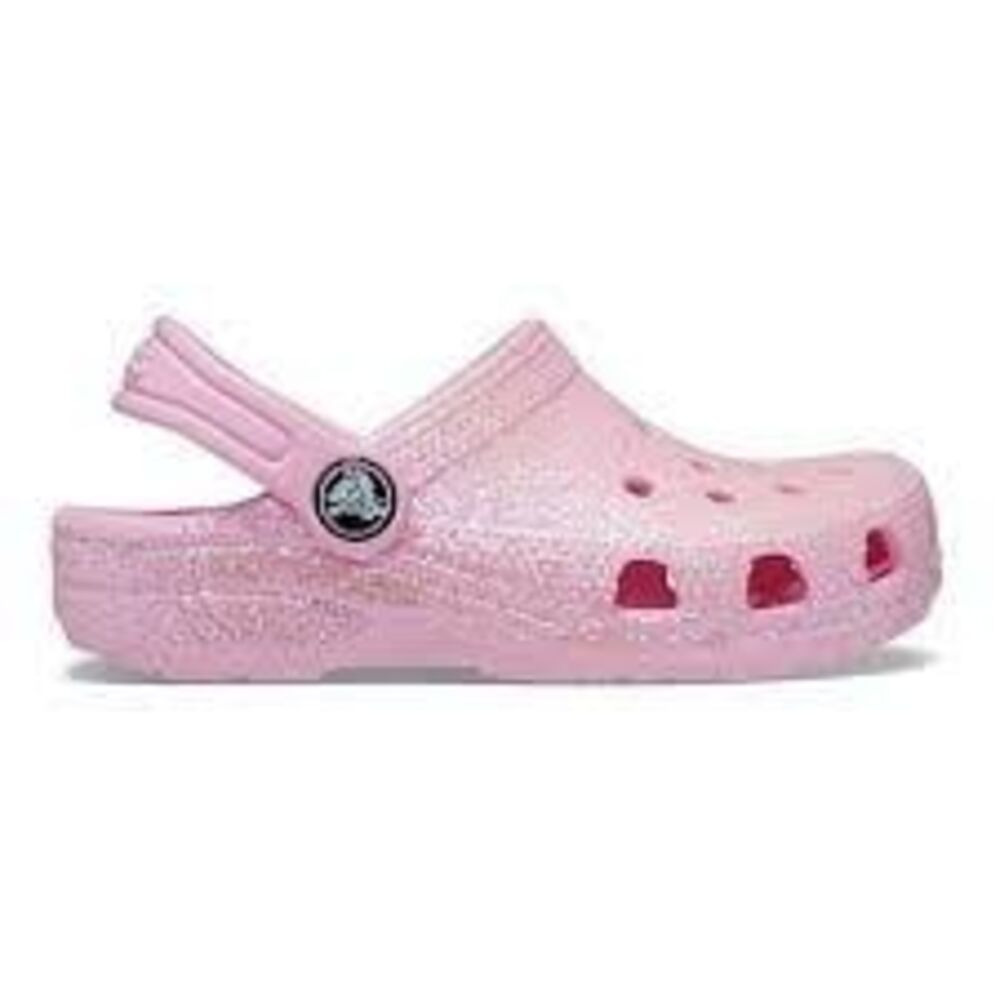 Crocs Toddler Girl Pink Classic Glitter Croslite Foam Round Toe Slip On Clogs 6